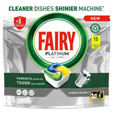 Fairy Platinum All In One Dishwasher Tablets, Lemon, 15 Tablets (Case of 6)  Adomoo